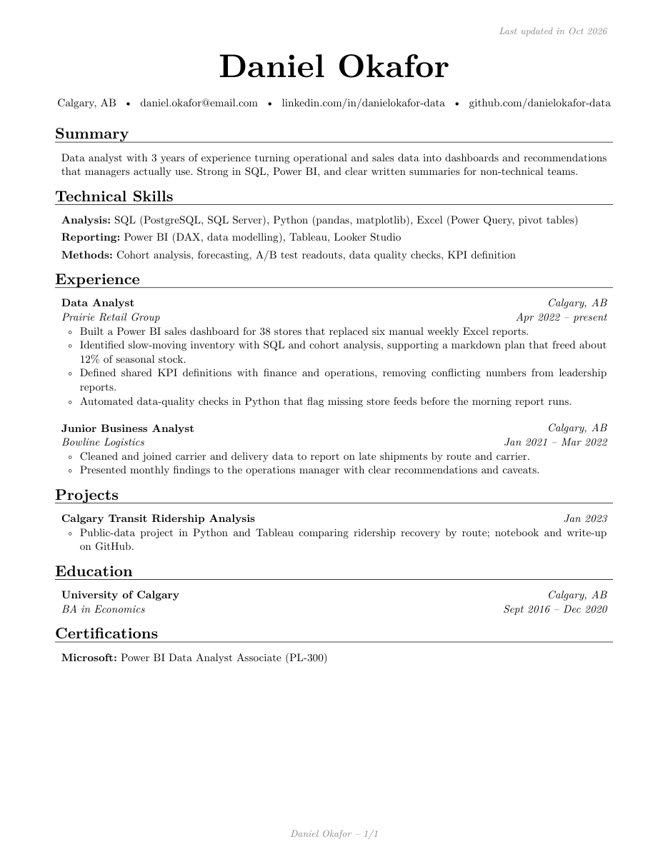 ApliBot Minimal resume template example